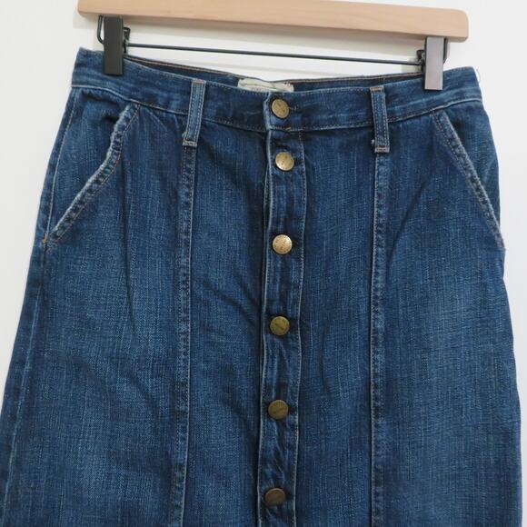 Current Elliott Women Sz 28 The Sally Skirt Denim Skirt Button Front Raw Hem - Picture 3 of 6